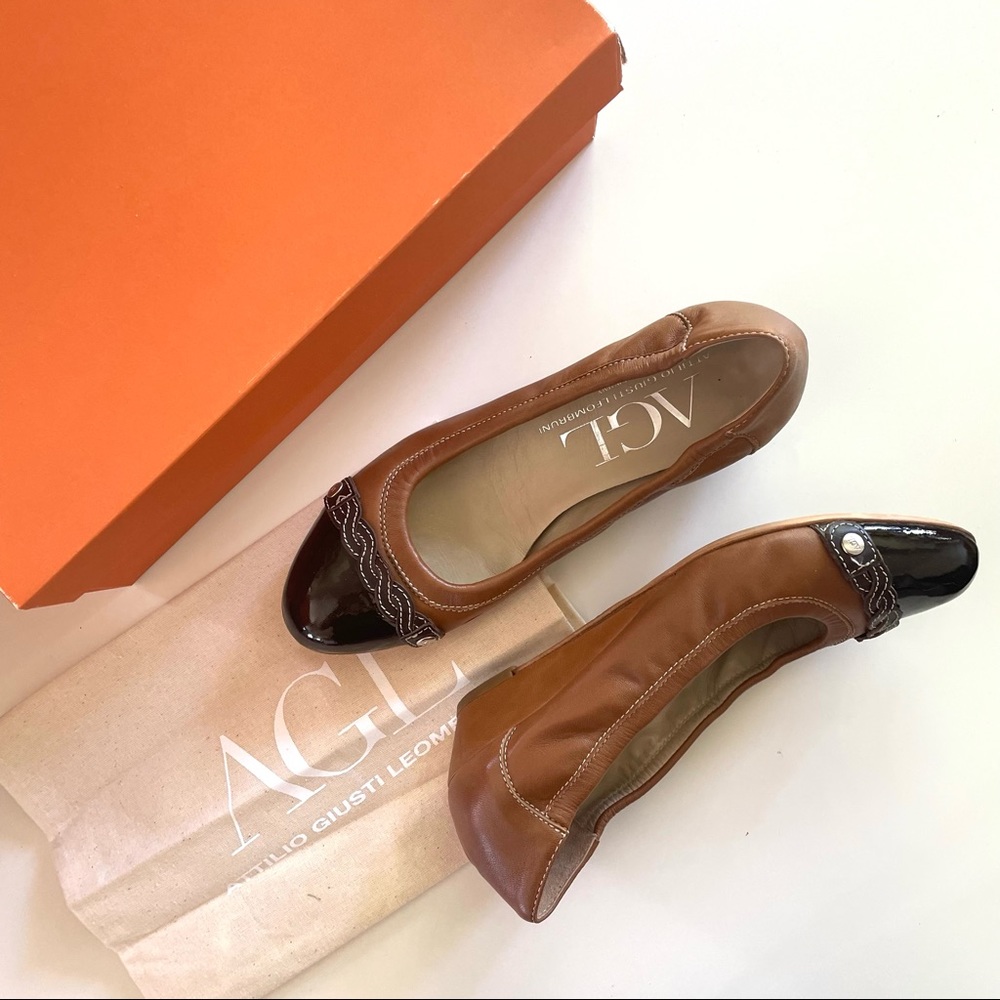 AGL cap toe low wedge leather